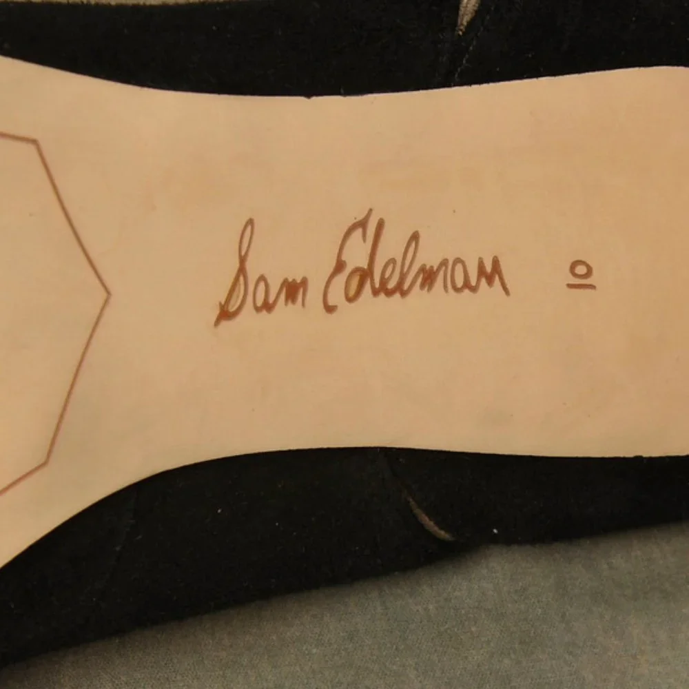 Sam Edelman, Black Suede, Mesh Cutout Heel, Size. 10 - Picture 9 of 9